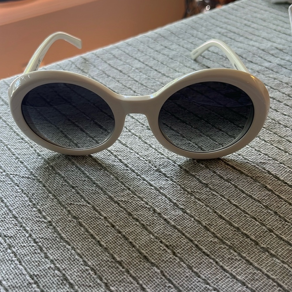 Kate♠️Spade GRACEANN White Round Rim Graphic Print 👓 Sunglasses & Case